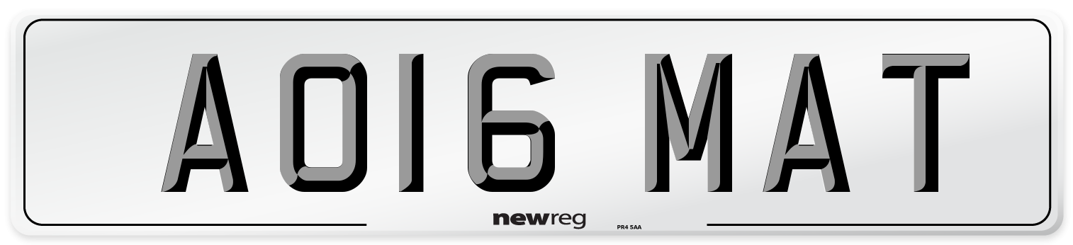 AO16 MAT Number Plate from New Reg